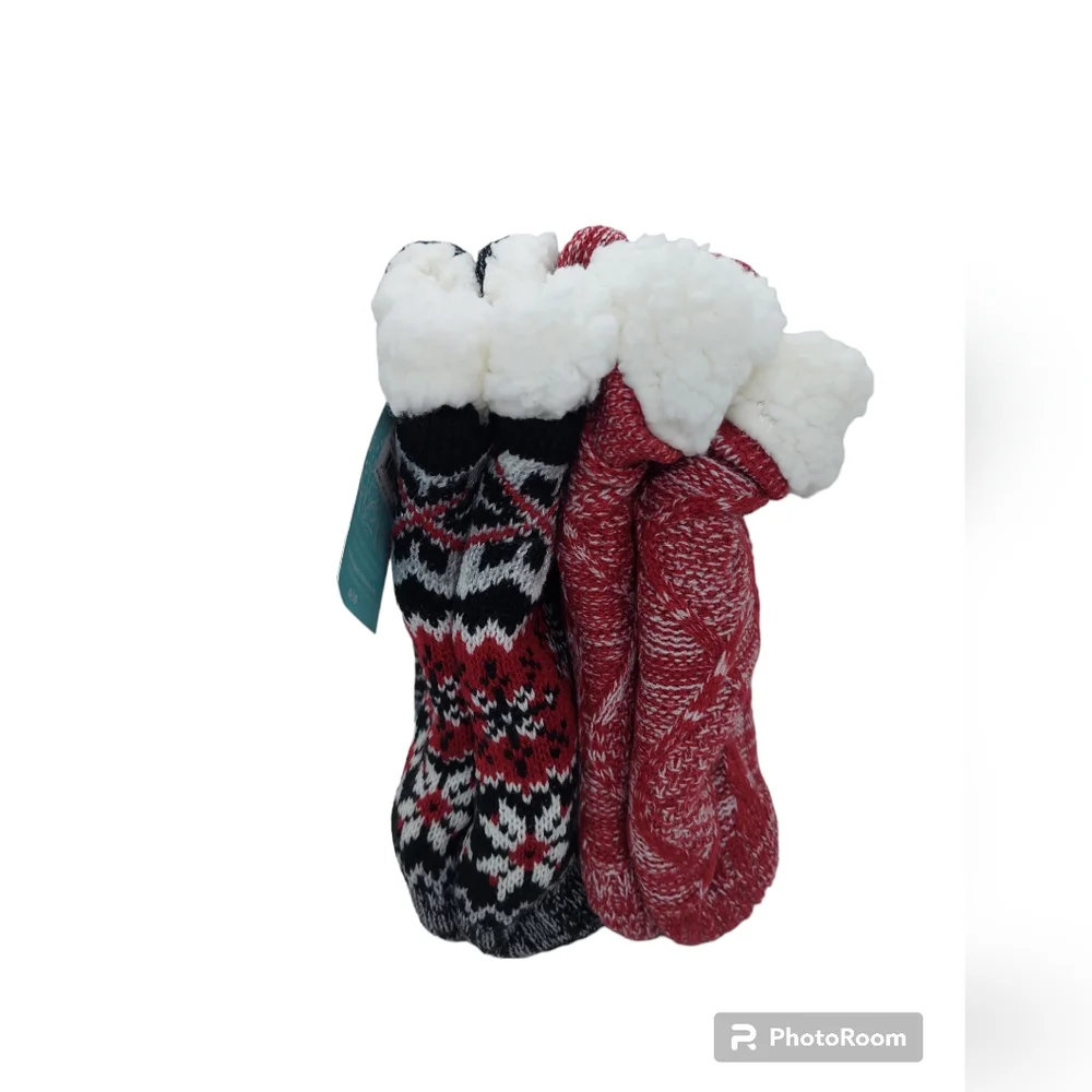 Muk Luks Women's Shortie Cabin Sock 2 Pair Pack Size S/M 5-7